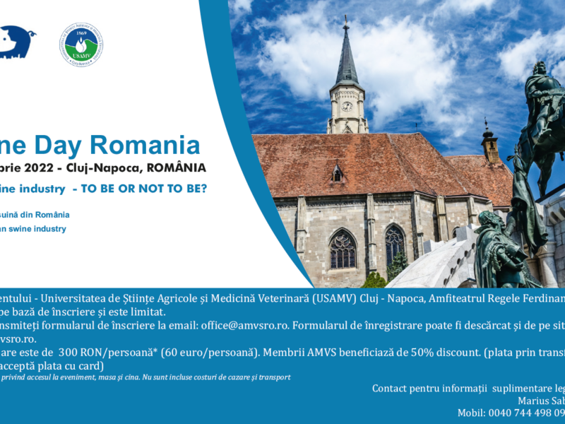 Invitație participare la evenimentul 3 dr Swine Day Romania 28 – 29 Octombrie 2022 – Cluj-Napoca, ROMÂNIA